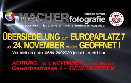 Schriftzug MACHERconsulting complete services auf schwarzem Grund vor einer Kompassrosette